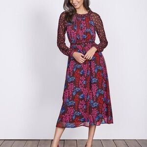 Boden Erica Chiffon Floral Leopard Dress size 14